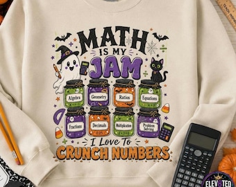 Spooky Math Is My Jam Nerdy-sweater, cadeau voor T-shirt voor wiskundeliefhebbende STEM Girl, T-shirt met terug naar school