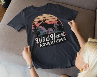 Moose Nature Adventure Shirt, Alaska Wildlife Shirt, Hiking Camping Tee, Aesthetic Outdoor Clothing, Wilderness Graphic Tee, Retro Nature,