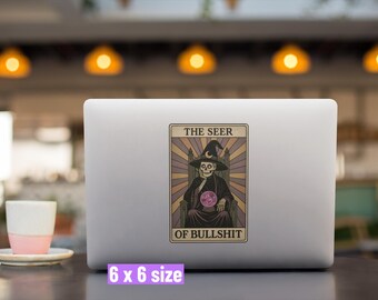 Snarky Tarot Witchcore Kiss-Cut Sticker | Occult Skeleton Tarot Humor