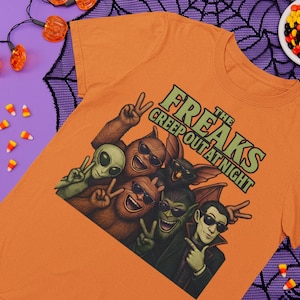 Gen Z The Freaks Creep Out at Night | Halloween Cryptid Lover | cryptozoology gift | Funny Mothman Alien Dracula Tee , weirdcore crewneck