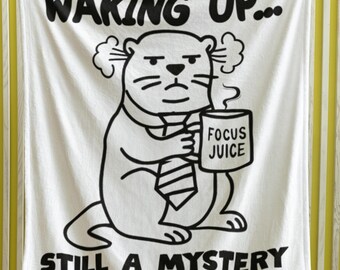 Funny Otter Coffee Velveteen Blanket | Sarcastic Morning Gift