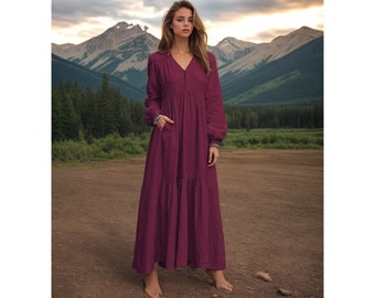 Maxi-Shirt-Kleid, Plus-Size-Kleid, minimalistisches Kleid, Oversize-Kleid, Kaftan, Longshirt, Milchjungfrau-Kleid, Umstandskleid, Boho-Kleid