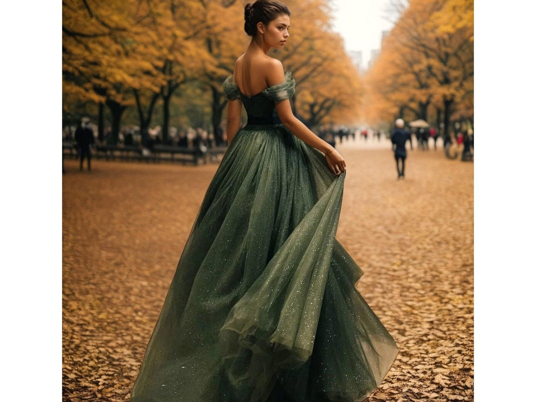 Green fairy prom dress for adult, long tulle corset ball gown Y6148