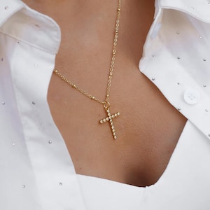 Minimalist Gold Filled Cross Necklace – 14k Pendant Choker, Gift for Men & Women