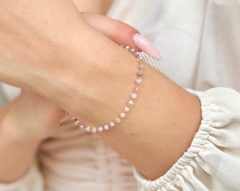 Kristallen kralenarmband, sierlijke kralenarmband voor vrouwen, minimalistische kralenarmband, verstelbare kristallen armband, cadeau voor haar