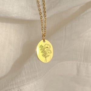 Gold Birth flower necklace, Birth flower pendant, gift, Family Birth Flower Bouquet Necklace, birthday gift for her, grandma gift