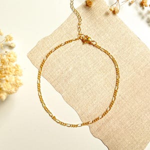 Gold figaro chain anklet, 14k gold filled figaro ankle bracelet for women, dainty figaro chain anklets