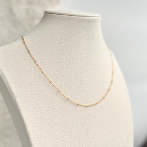 Gold filled beaded chain, dainty 14k gold chain necklace, minimalist gold filled necklace, gold chain choker necklace, gold chains women