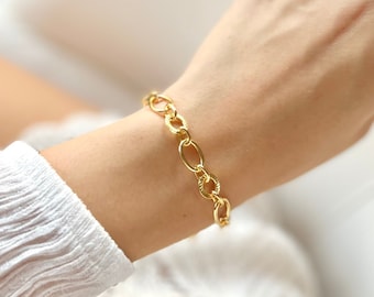 14k Gold chain bracelet, gold filled chain bracelet, mixed chain bracelet, bracelets for women, bracelet for her, gift for her