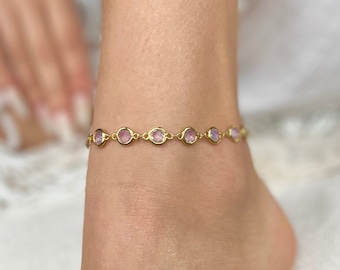 Gold anklet for women, Crystal Anklet, Gold ankle bracelet for women, plus size anklet, anklet with crystals, gold anklets for women