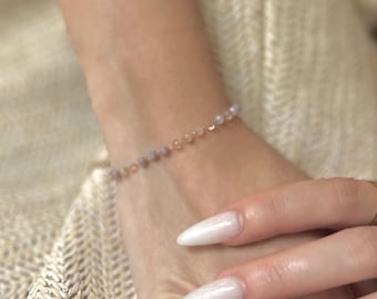Sierlijke kralenarmband, kristallen kralenarmband voor vrouwen, minimalistische kralenarmband, verstelbare kristallen armband, cadeau voor haar