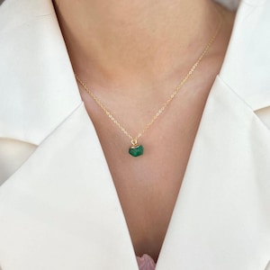 Gold filled malachite necklace, dainty malachite necklace, Gemstone necklaces for women, gold choker necklace, gift for her