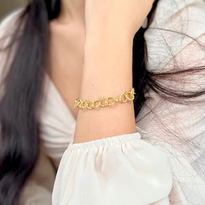 Gold rolo bracelet, Gold filled chunky bracelet, bracelets for women, Rolo chain bracelet, gift for her