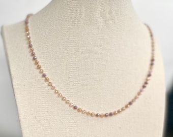 Dainty crystal necklace, beaded necklace, gold minimalist necklace, beaded charm necklace, necklaces for women, gift for her