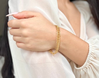 14k Gold filled bracelet, gold chunky chain bracelet, bracelets for women,  bracelet gift for her, gold bracelets for women