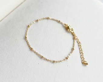 Gold beaded anklet, gold chain anklet for women, gold minimalist ankle bracelet for her, dainty gold anklet, summer anklet