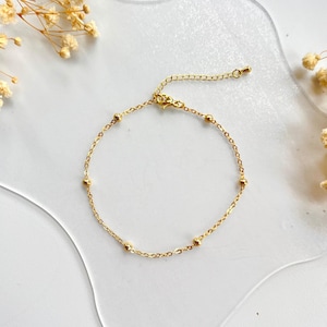 Gold beaded chain bracelet, dainty gold filled bracelet, chain bracelets for women, minimalist bracelet gold, gift for her