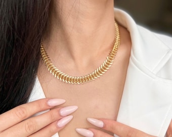 Gold chunky chain necklace, 14k gold filled choker necklace, gold chain necklace, gift for her, gold necklaces form women