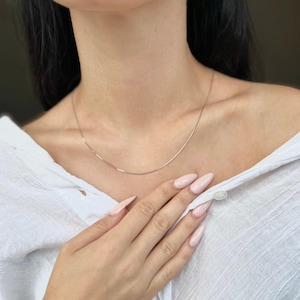 925 silver box chain, gold vermeil box necklace, dainty gold snake chain necklace, minimalist gold chain, chains for women