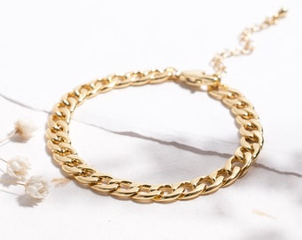 14k Gold Filled Cuban Chain Bracelet Cable Chain Bracelet Chunky Gold Bracelet Handmade Jewelry Gift for her Cuban Bracelet