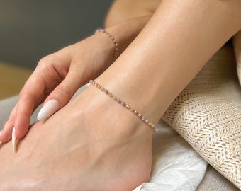 Anklet bracelet for women, beaded anklet, waterproof anklet, dainty anklet, handmade ankle bracelet, dainty crystal anklet, gift for her