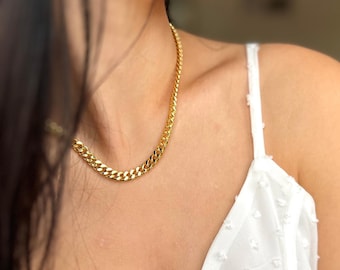 Gold curb chain, gold filled cuban chain necklace, curb chain necklace, chunky chain necklace, thick necklace women, gift for her