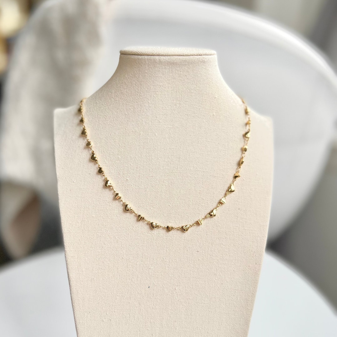 Goldtone Layered Chain Necklace With Heart main image 1