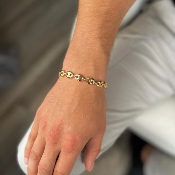 14k Gold Filled Anchor Chain Bracelet, Gold Coffee Beans