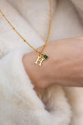 Custom Birthstone Necklace • Initial Letter Pendant • Everyday Jewelry Gift for Her