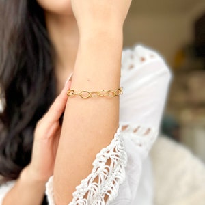 14k gold filled kettingarmband, gouden kabelarmband, gouden schakelarmband, cadeau voor haar