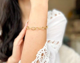 14k Gold filled chain bracelet, gold cable bracelet, gold chain bracelet, gift for her