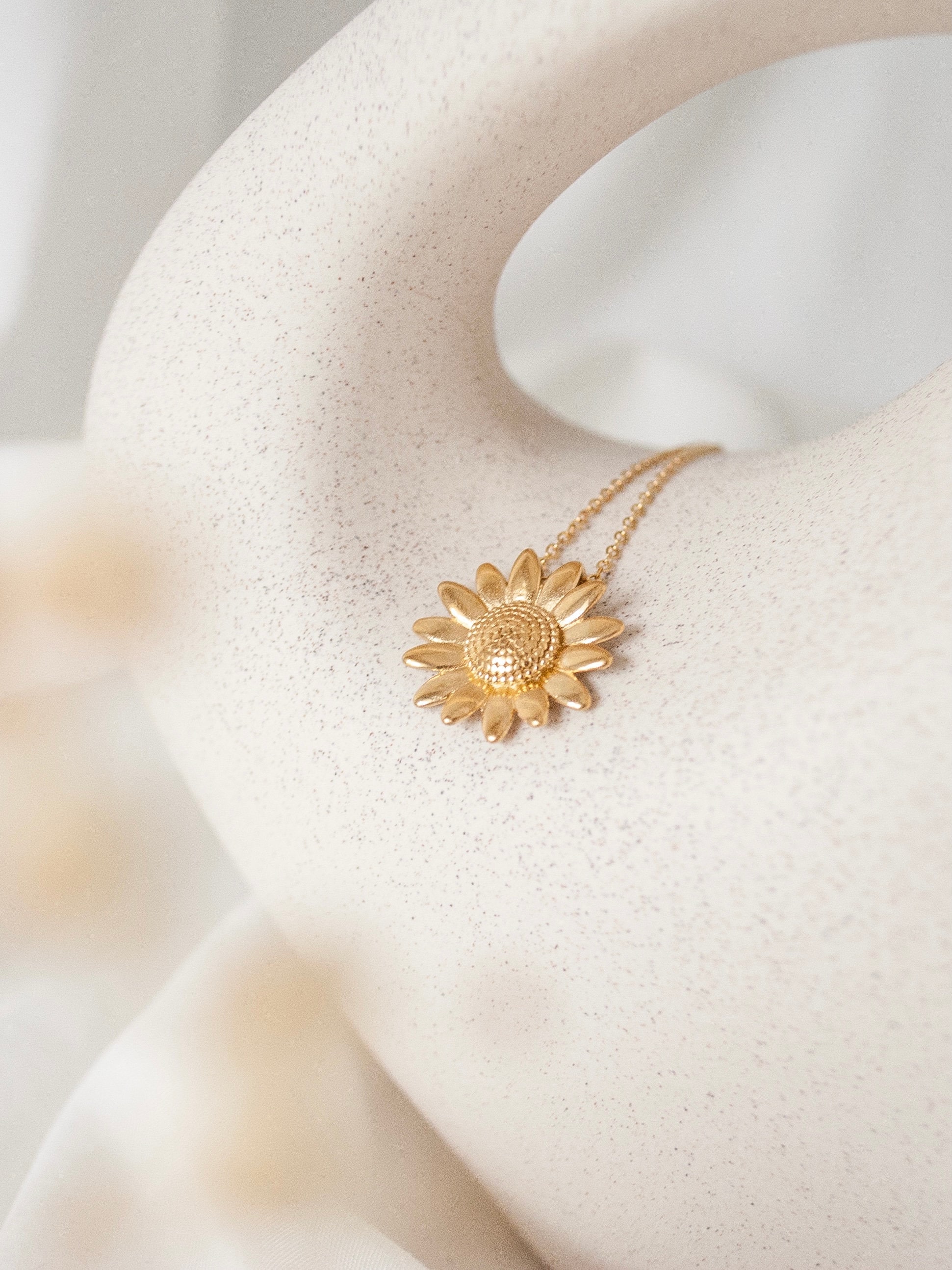 Collana Girasole in Argento 925 ed Oro con Zircone