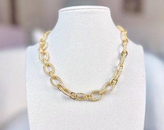 Gros collier en or, grosse chaîne en or, tour de cou chaîne pour femme, collier ras de cou chaîne, chaîne de collier en or, collier épais, cadeau pour elle