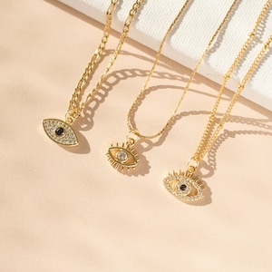 Waterproof Gold Evil Eye Necklace – Non-Tarnish Pendant for Women, Minimalist Spiritual Jewelry, Good Luck Charm