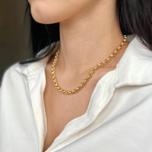 14k gold rolo necklace, thick rolo chain, dainty gold filled chain necklace, gold chains for women, chunky chain necklace, gift for her