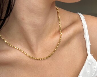 Gold filled box chain, box chain necklace, box chain choker, gold necklace for women, dainty chain necklace for her
