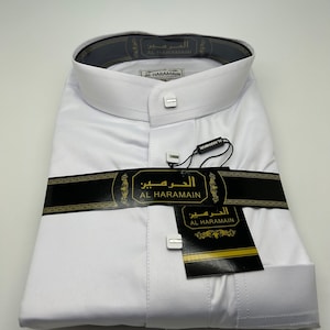 Mens Saudi Thobe Al-Haramain White Kandura/Dishdashah/Jubbah/kamiss/Qamees/Jubbah/Kamiss/Djellaba