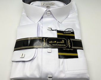 Mens Saudi Thobe Al-Haramain White Kandura/Dishdashah/Jubbah/kamiss/Qamees/Jubbah/Kamiss/Djellaba