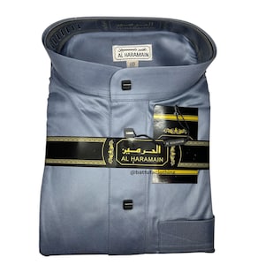Mens Saudi Thobe Al-Haramain Light blue/Grey Kandura/Dishdashah/Jubbah/kamiss/Qamees/Jubbah/Kamiss/Djellaba