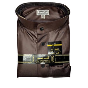 Mens Saudi Thobe Al-Haramain Brown Kandura/Dishdashah/Jubbah/kamiss/Qamees/Jubbah/Kamiss/Djellaba
