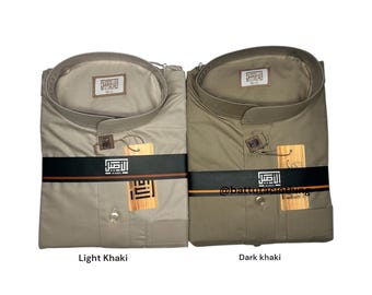 Mens Saudi Thobe Al-Aseel Light Khaki Dark Khaki Kandura/Dishdashah/Jubbah/kamiss/Qamees/Jubbah/Kamiss/Djellaba
