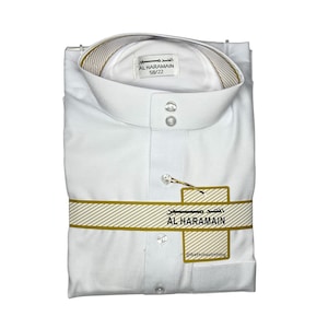 Mens Saudi Thobe Al-Haramain White Kandura/Dishdashah/Jubbah/kamiss/Qamees/Jubbah/Kamiss/Djellaba