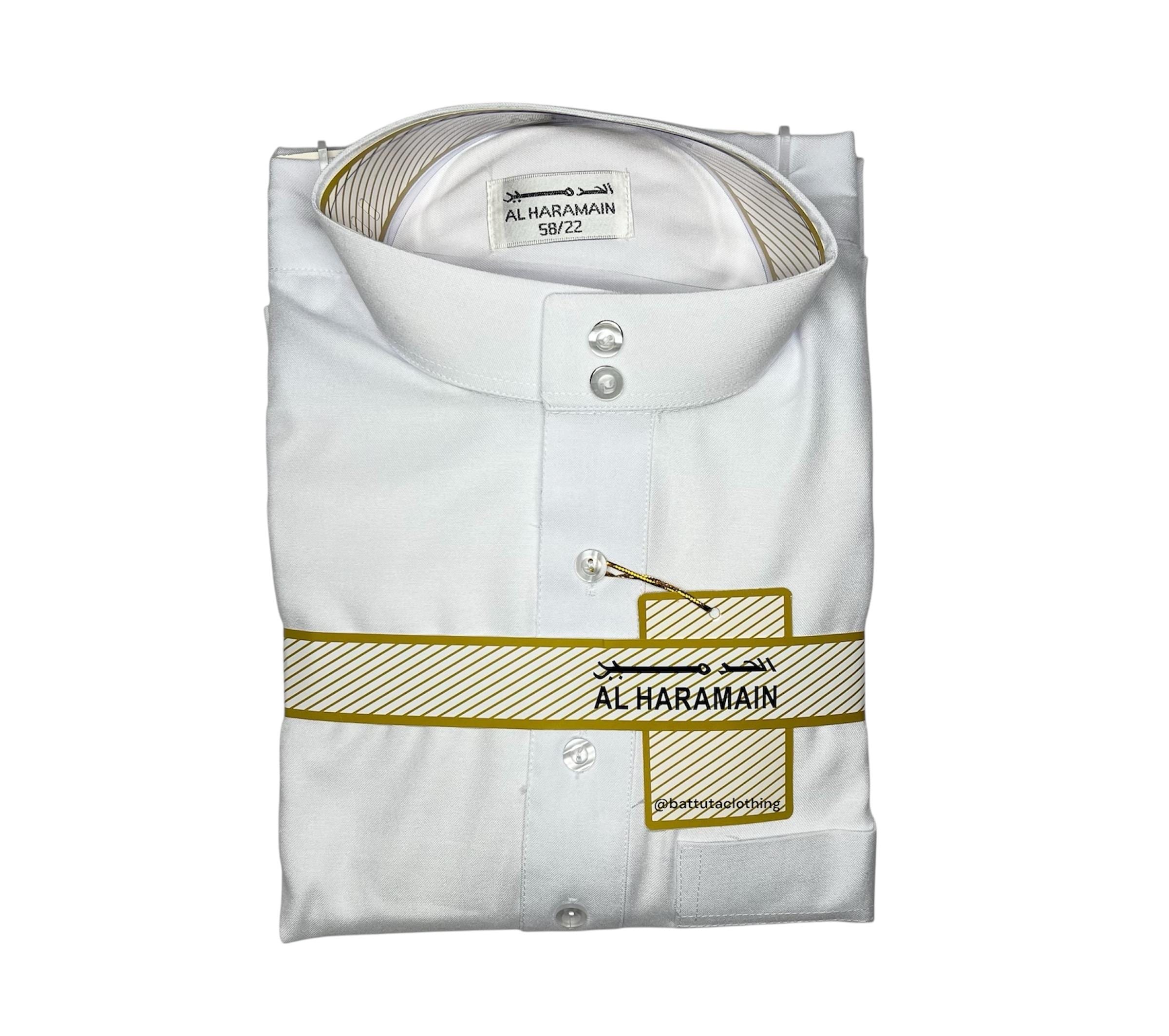 Mens Saudi Thobe Al-haramain White Kandura/dishdashah/jubbah
