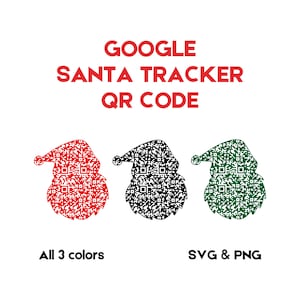 Santa Tracker QR Code Santa Shaped Google Santa Tracker Qr Code SVG and PNG Scan to Track Santa Qr Code in Santa Shape Instant Download