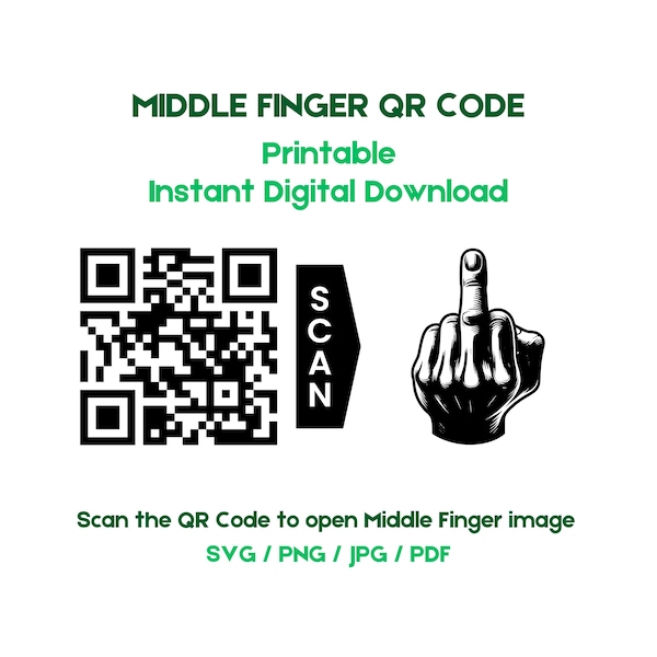 Middle Finger Qr Code Etsy