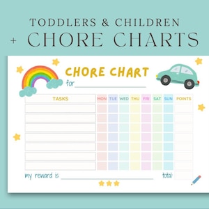 Kids Chore Chart | Printable | Weekly Responsibility Chart | Kids Chore List | Kids Routine Checklist | PDF