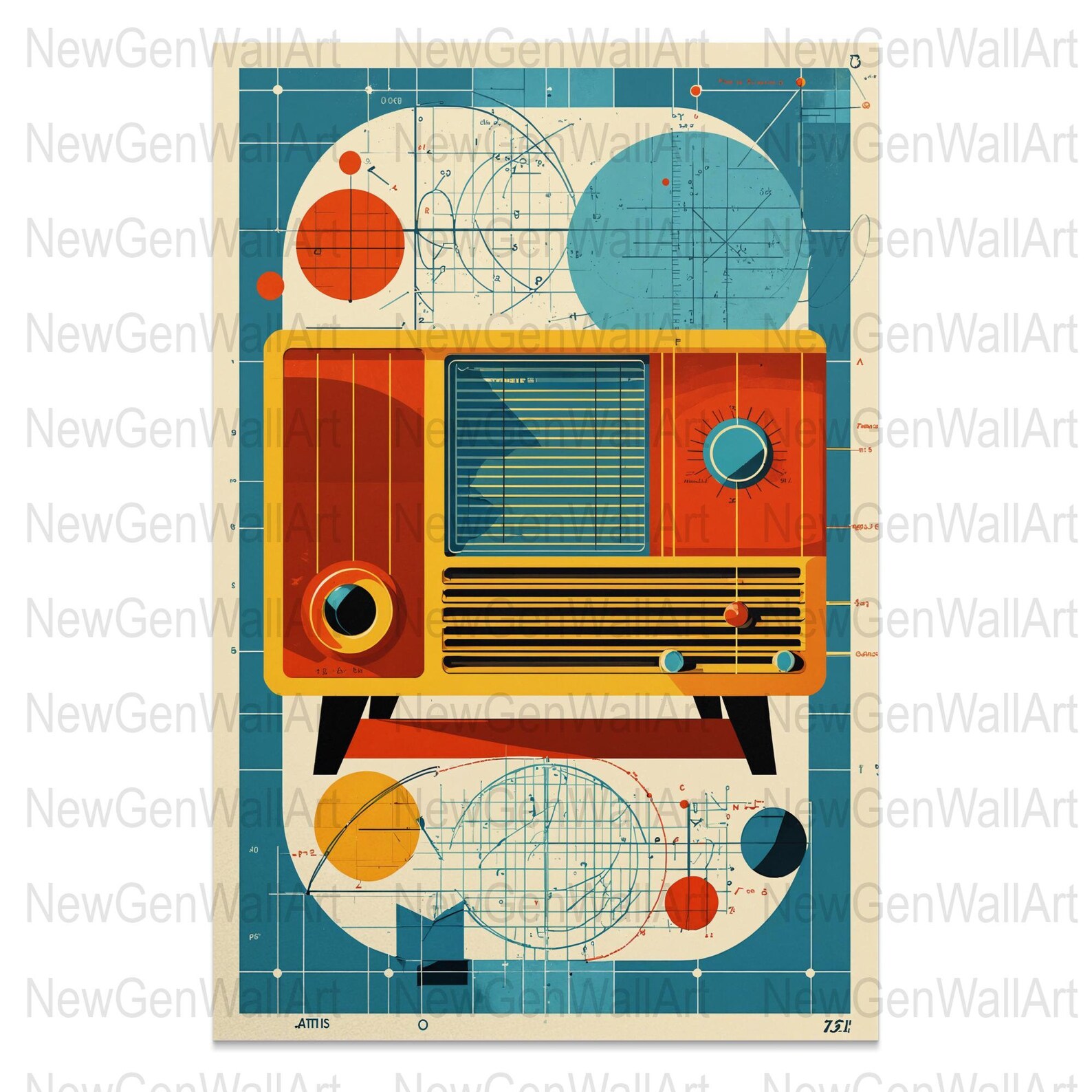 Retro Radio Blueprint Art - Etsy
