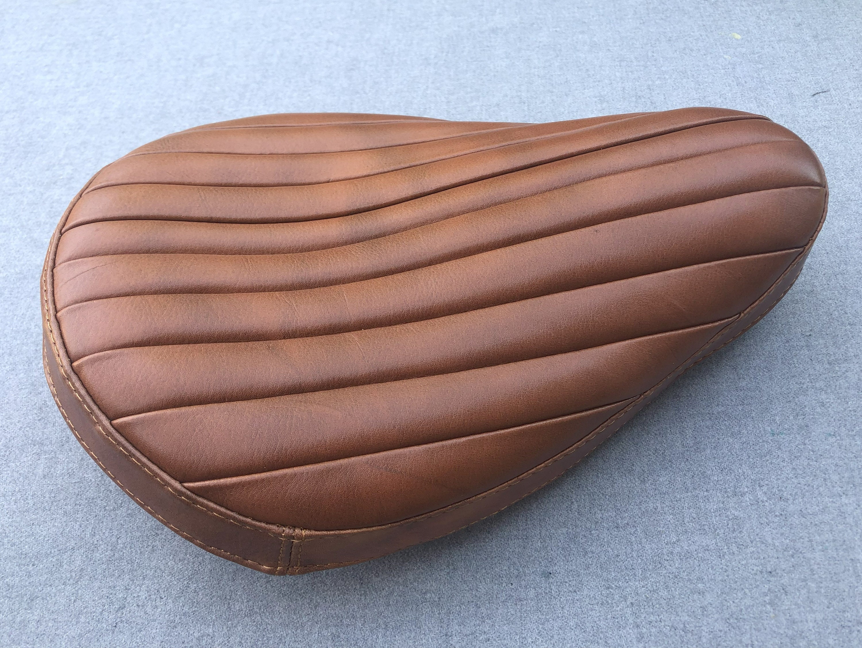 Vintage Brown Leather Tuck & Roll Bates Style Solo Seat With 