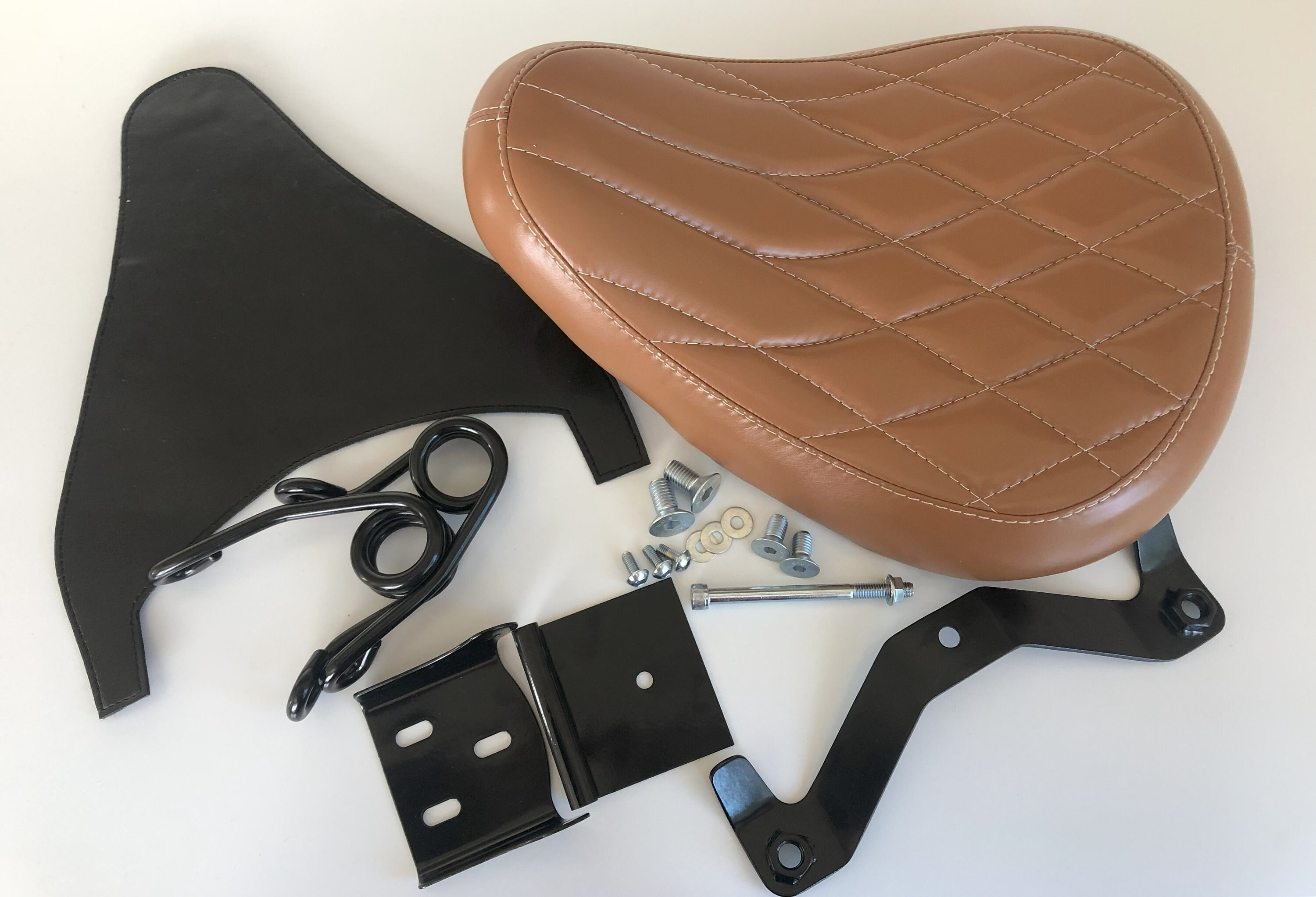 Harley Davidson Sportster Genuine Tan Leather Seat with Kit Springs XL883 XL1200