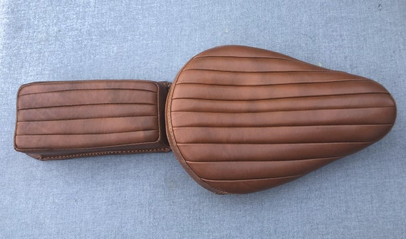Vintage Brown Leather Tuck & Roll Bates Style Solo Seat With